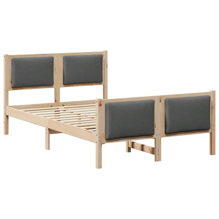 Cadre de lit avec tête de lit Gris foncé 120 x 200 cm tissu - 2