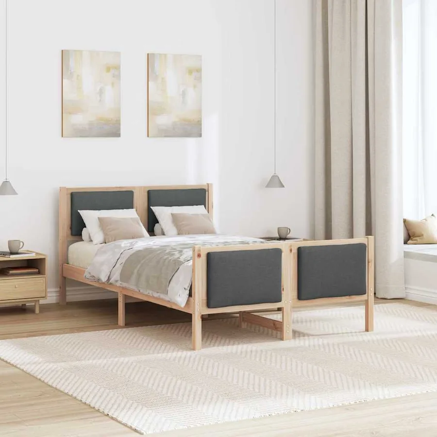 Cadre de lit avec tête de lit Gris foncé 120 x 200 cm tissu - 4