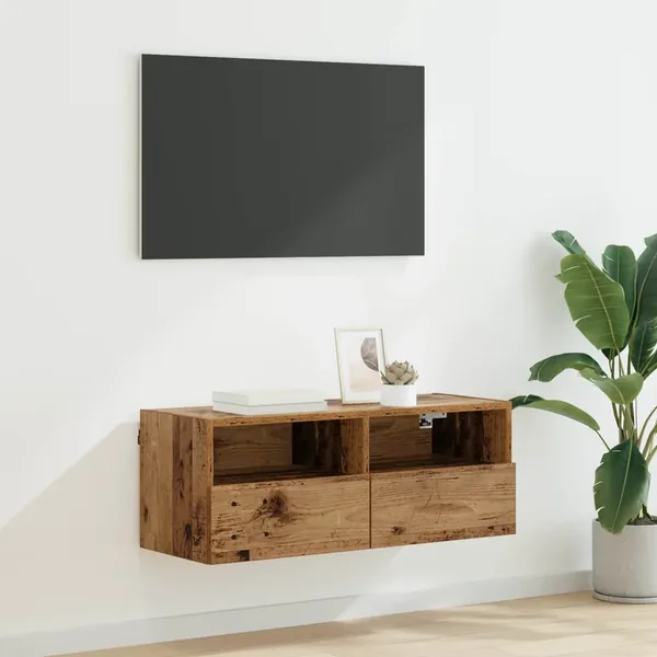 Meuble TV mural Bois Ancien 80 x 30 x 30 cm Bois d'ingénierie