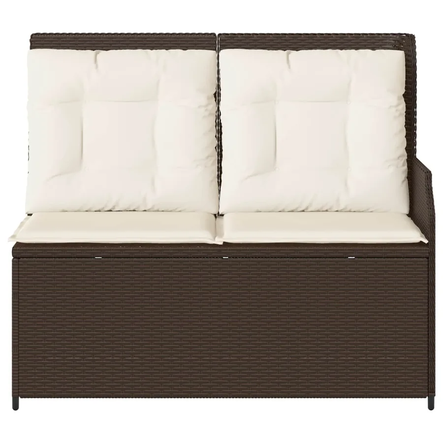 Banc de jardin avec coussin Noir et blanc crème polyrotin - 4