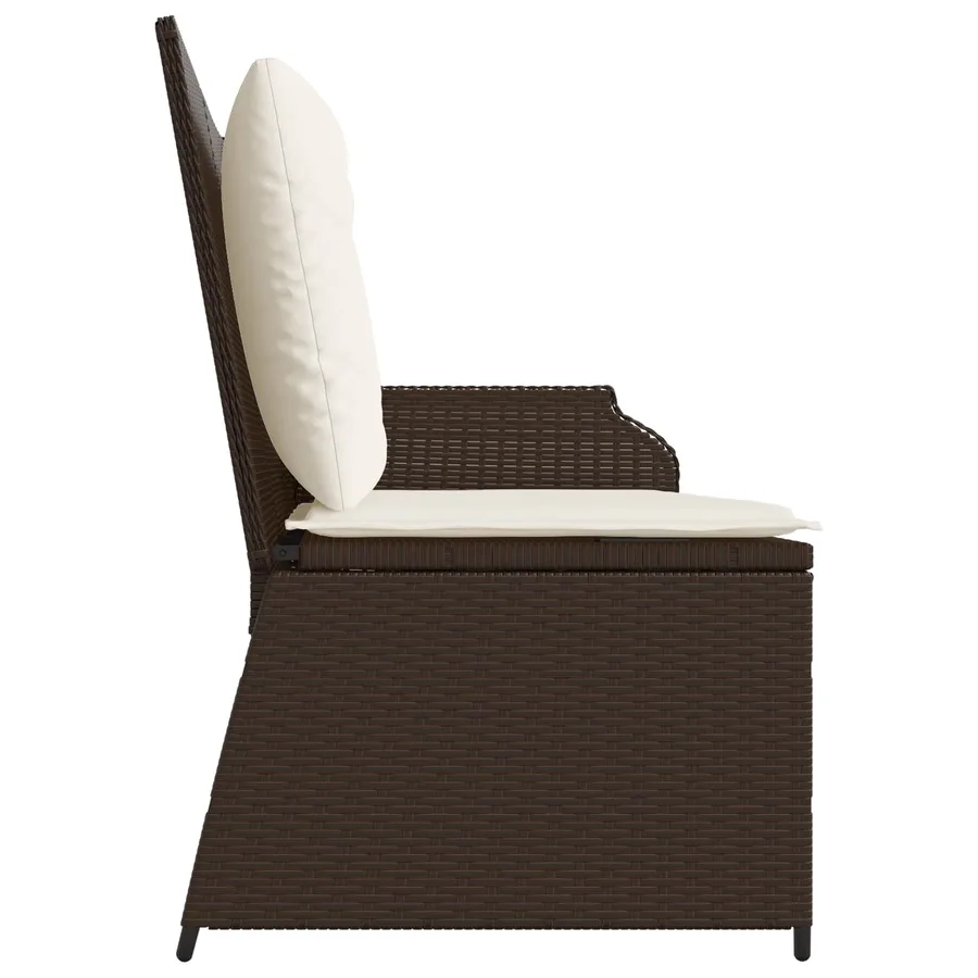 Banc de jardin avec coussin Noir et blanc crème polyrotin - 5