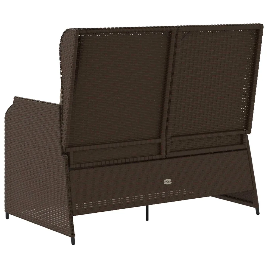 Banc de jardin avec coussin Noir et blanc crème polyrotin - 6