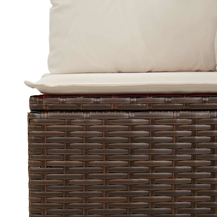 Banc de jardin avec coussin Noir et blanc crème polyrotin - 7