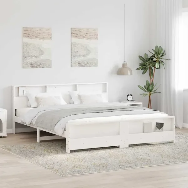 Cadre de lit Blanc 200 x 200 cm Bois d'ingénierie