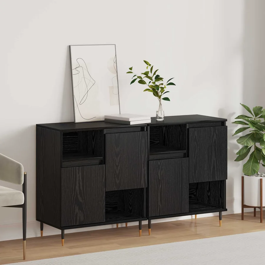 Buffets 2 pcs Chêne noir