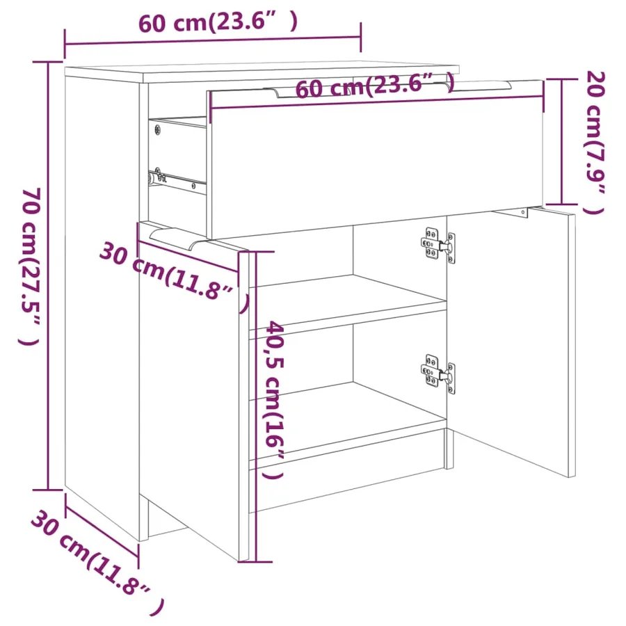 Buffet Chêne sonoma 60x30x70 cm Bois d'ingénierie - 8
