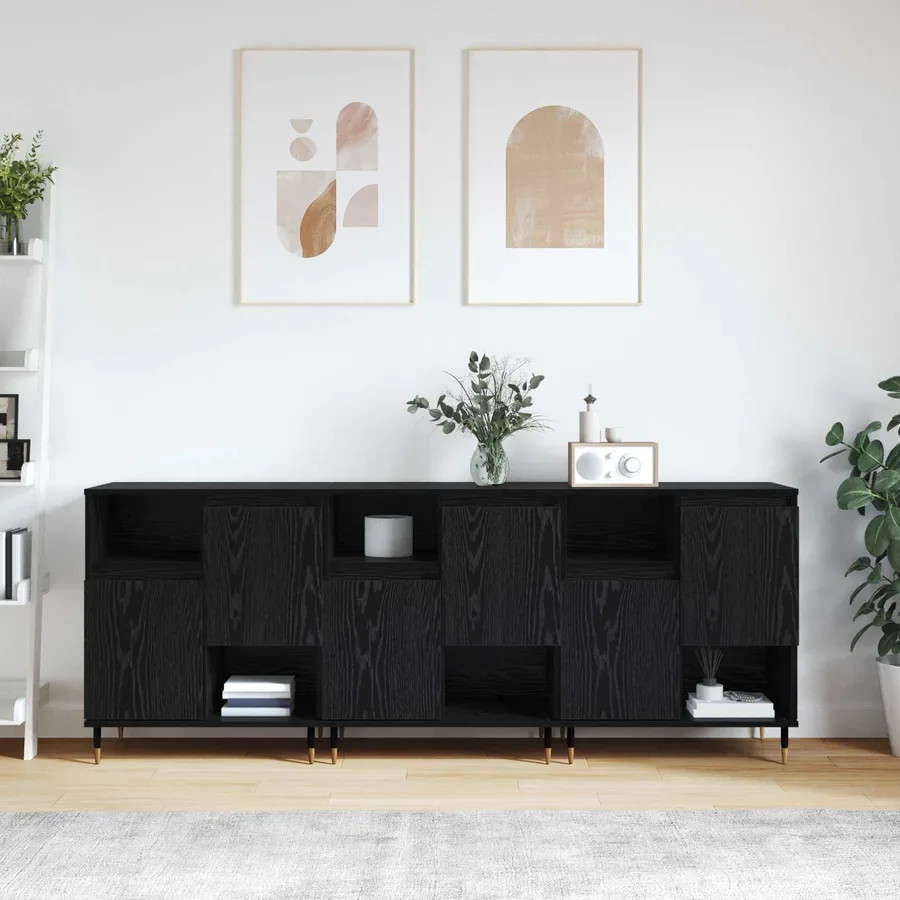 Buffets 3 pcs Chêne noir
