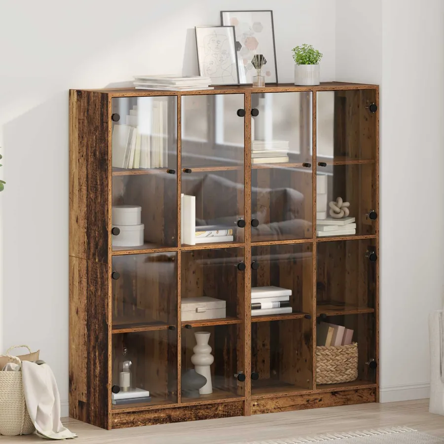 Haut Armoire 2 pcs Bois Ancien 68 x 37 x 142 cm