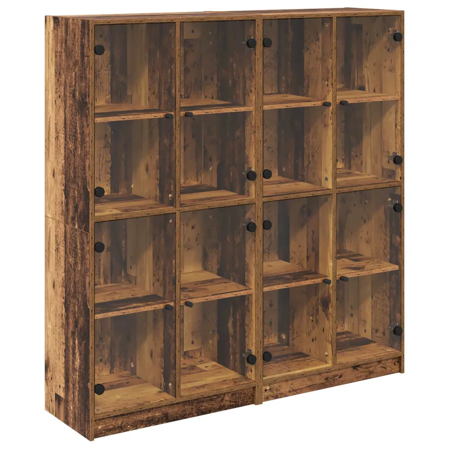 Haut Armoire 2 pcs Bois Ancien 68 x 37 x 142 cm - 2