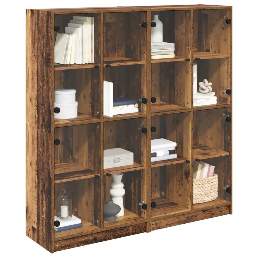 Haut Armoire 2 pcs Bois Ancien 68 x 37 x 142 cm - 3