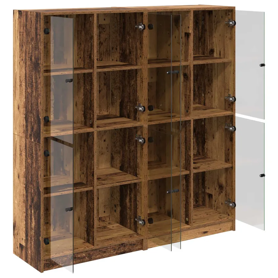 Haut Armoire 2 pcs Bois Ancien 68 x 37 x 142 cm - 5