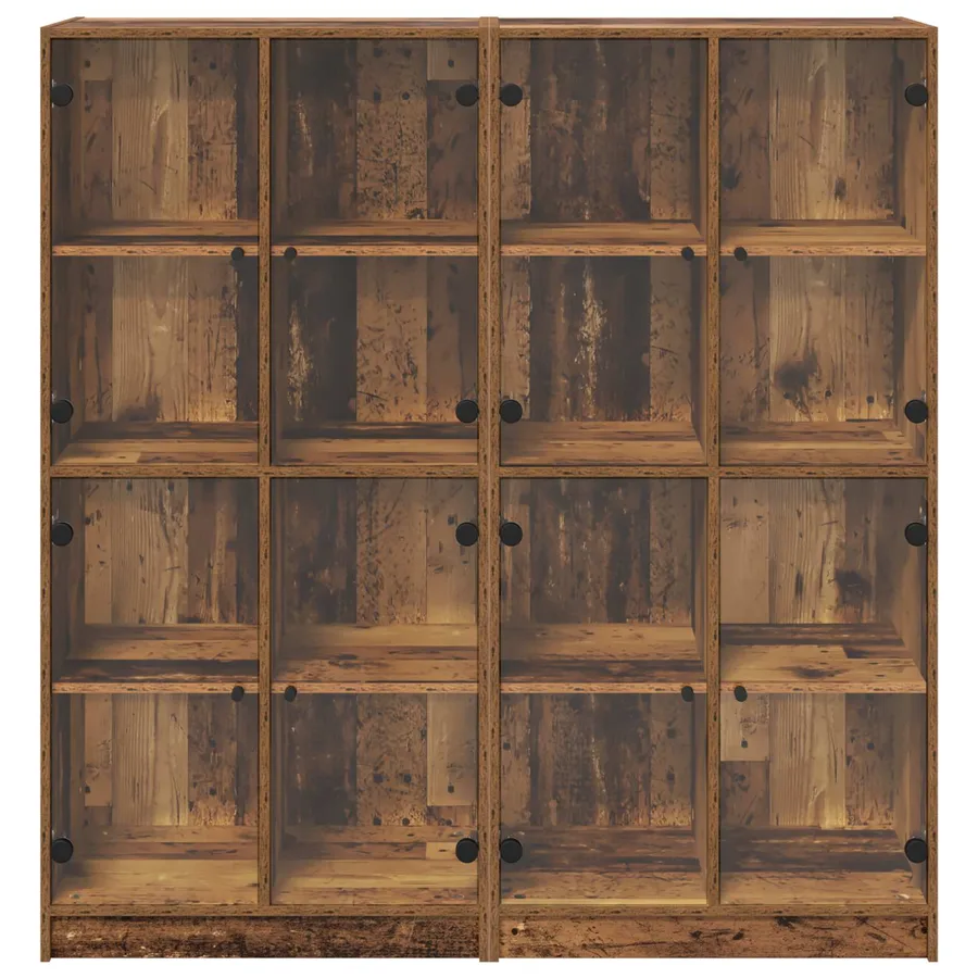 Haut Armoire 2 pcs Bois Ancien 68 x 37 x 142 cm - 6