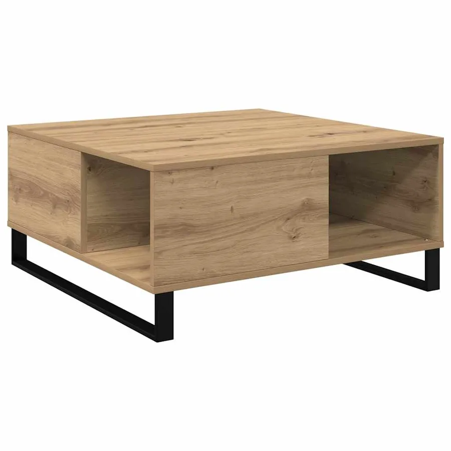 Table basse Chêne artisanal 80 x 80 x 36,5 cm Bois d'ingénierie - 2