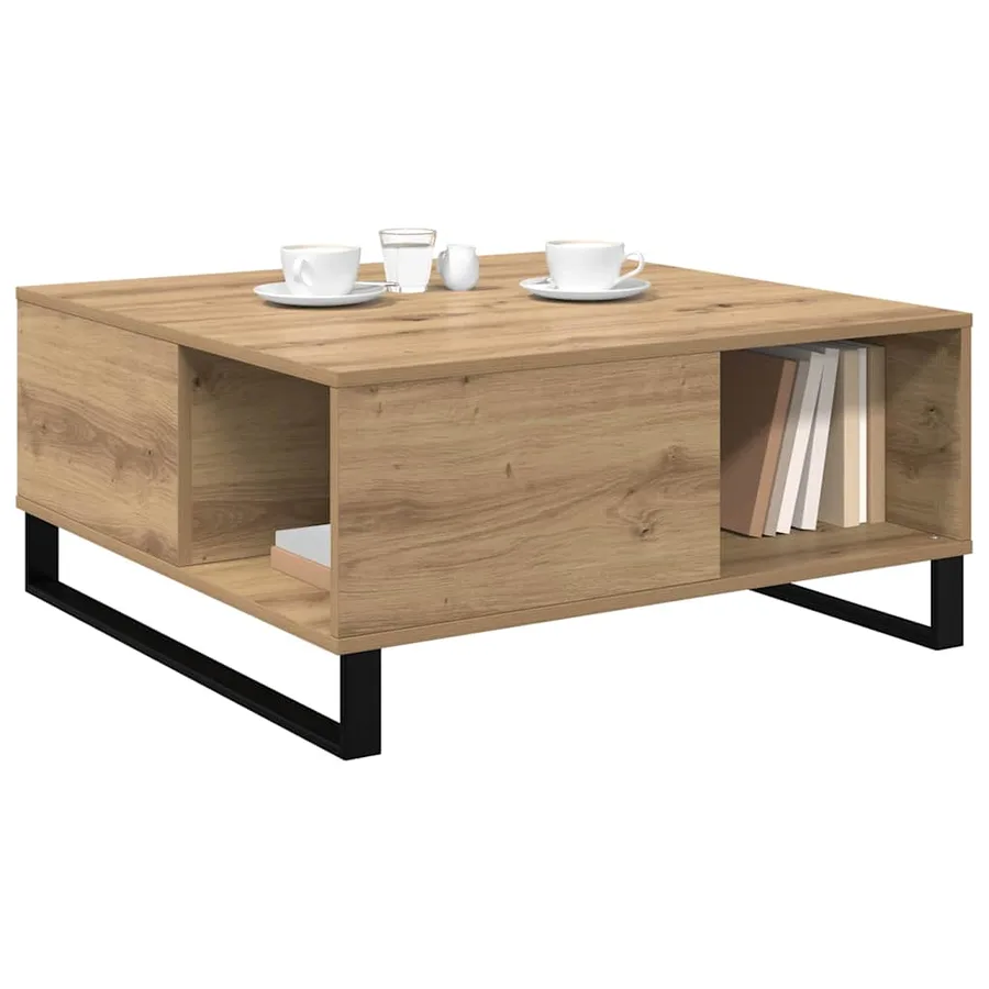Table basse Chêne artisanal 80 x 80 x 36,5 cm Bois d'ingénierie - 3