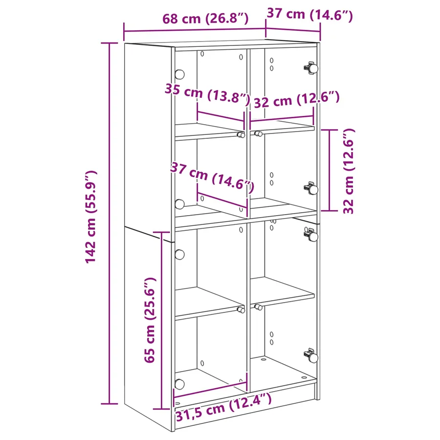 Haut Armoire Chêne noir 68 x 37 x 142 cm Bois d'ingénierie - 13