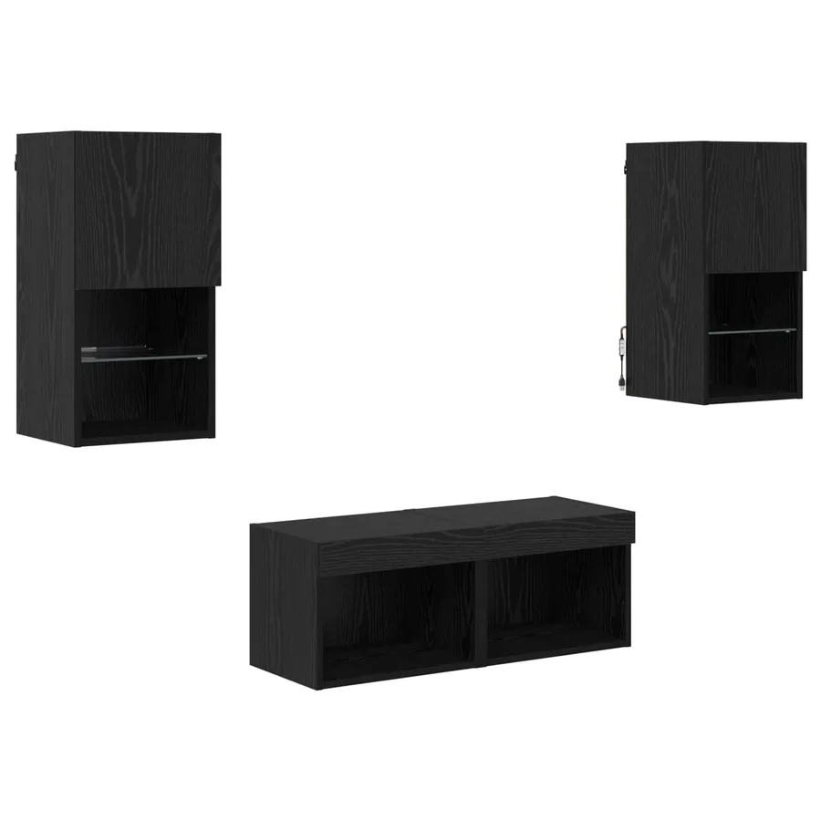 Meubles TV muraux 4 pcs Chêne noir Bois d'ingénierie - 2