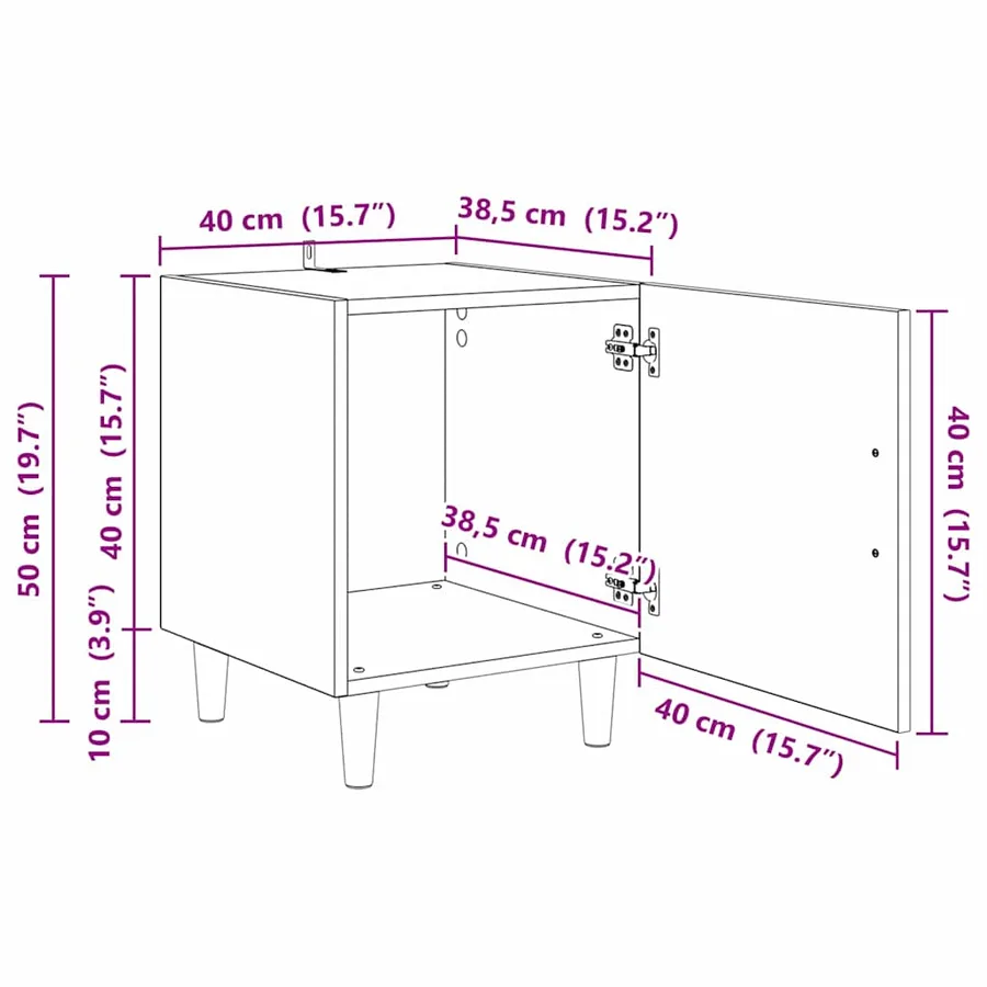 Cabinet de chevet Chêne artisanal 40 x 40 x 50 cm - 14