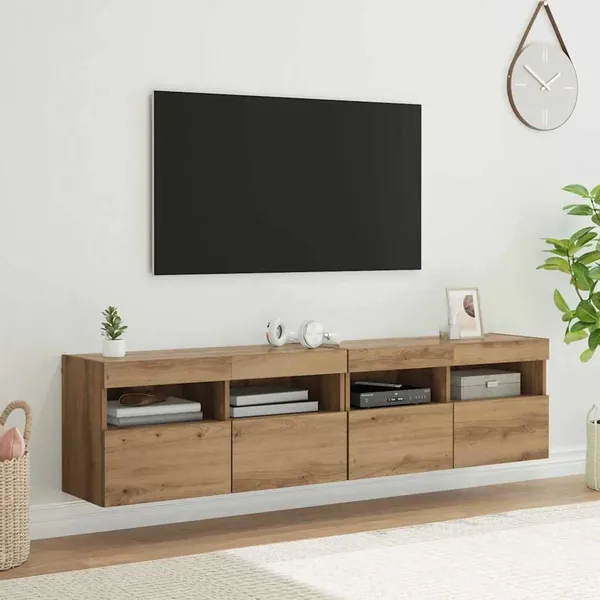 Meubles TV muraux 2 pcs Chêne artisanal Bois d'ingénierie