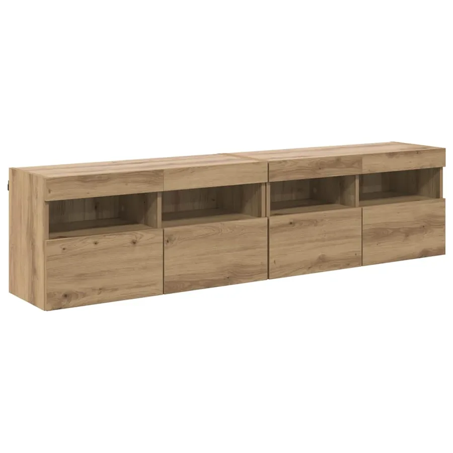 Meubles TV muraux 2 pcs Chêne artisanal Bois d'ingénierie - 2