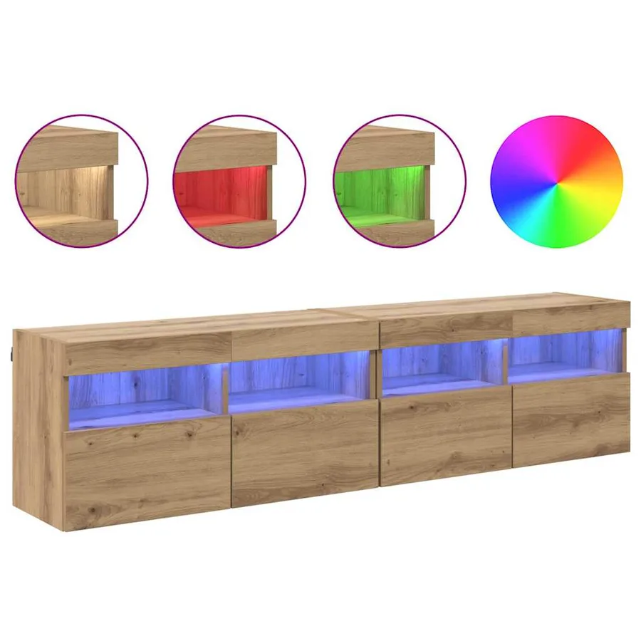 Meubles TV muraux 2 pcs Chêne artisanal Bois d'ingénierie - 4