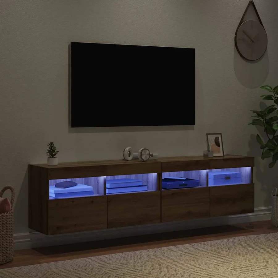 Meubles TV muraux 2 pcs Chêne artisanal Bois d'ingénierie - 5