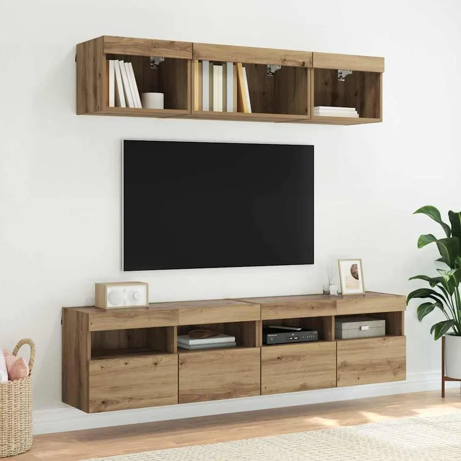 Meubles TV muraux 2 pcs Chêne artisanal Bois d'ingénierie - 6
