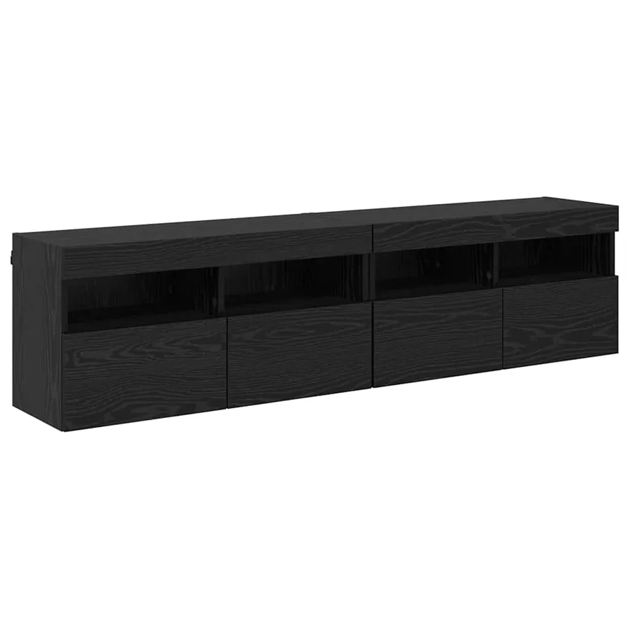 Meubles TV muraux avec LED 2 pcs Chêne noir 80 x 30 x 40 cm - 2