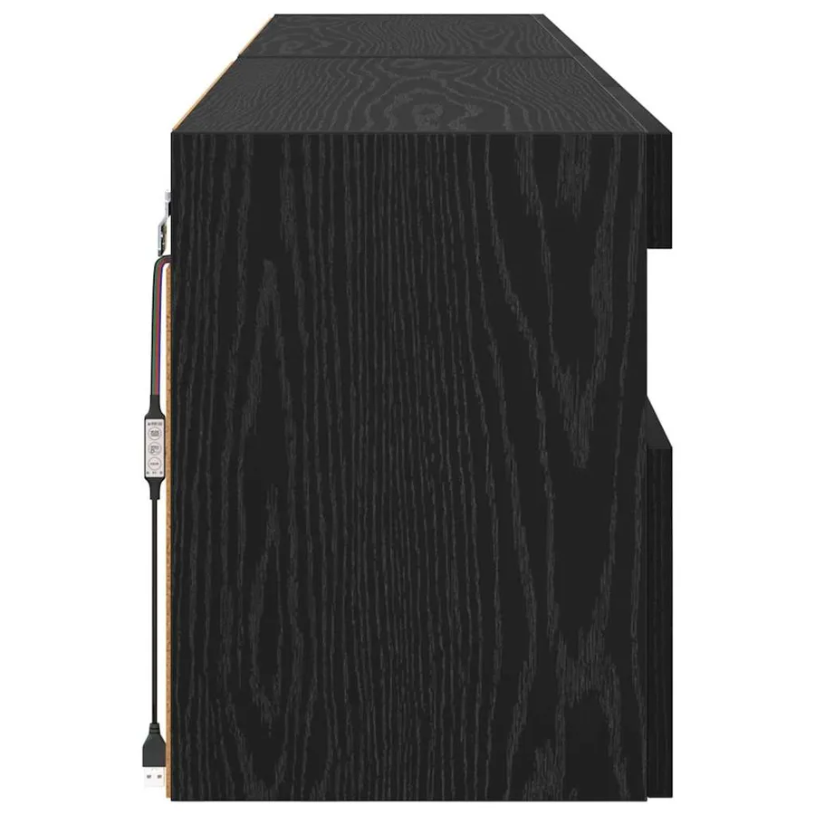 Meubles TV muraux avec LED 2 pcs Chêne noir 80 x 30 x 40 cm - 9