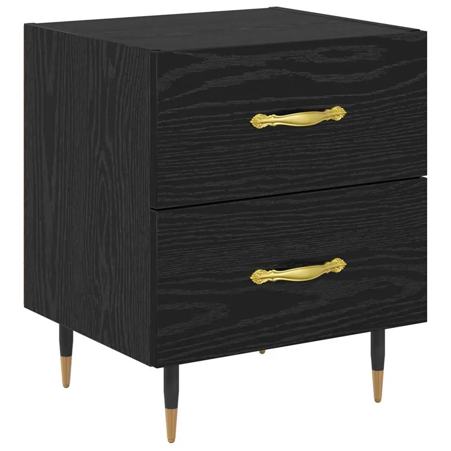 Cabinet de chevet avec tiroir Chêne noir 40 x 35 x 47,5 cm - 2