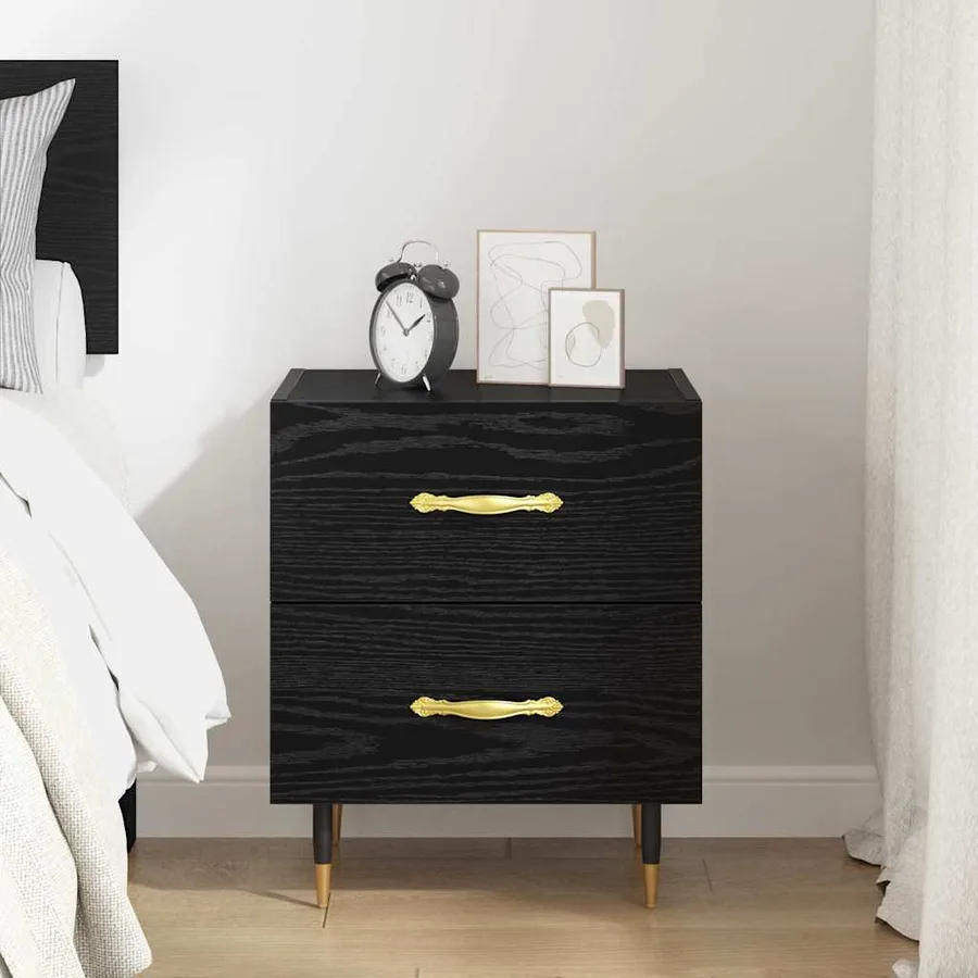 Cabinet de chevet avec tiroir Chêne noir 40 x 35 x 47,5 cm - 4
