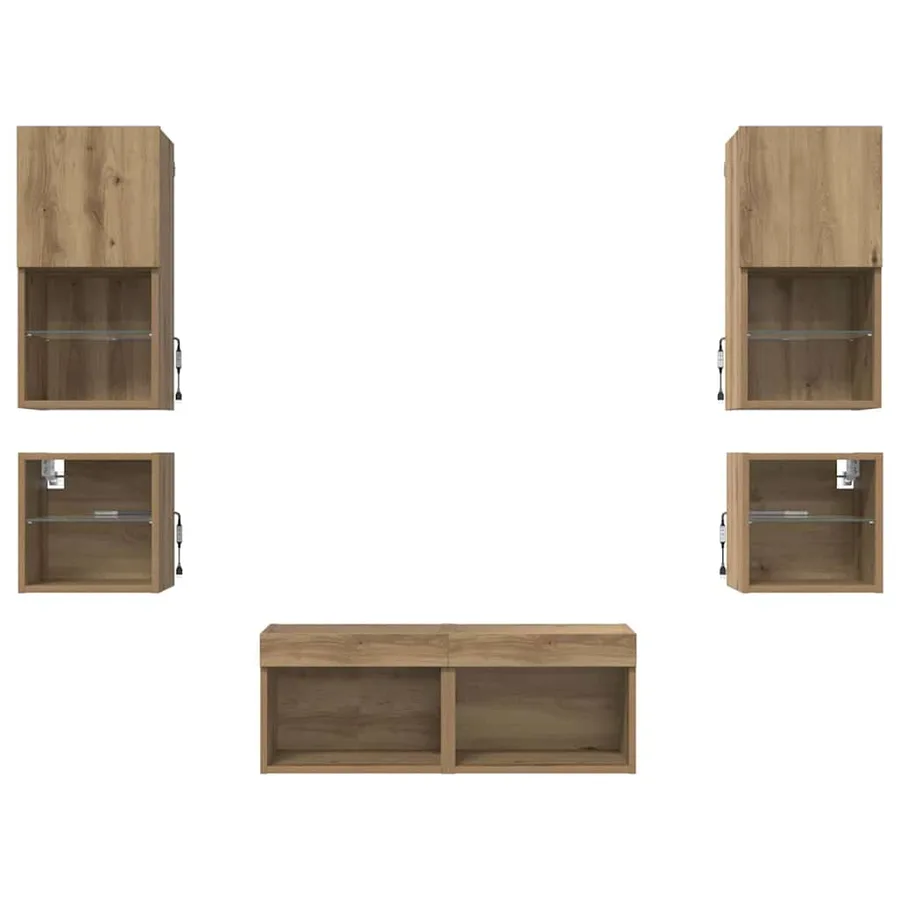 Meubles TV muraux 8 pcs Chêne artisanal Bois d'ingénierie - 10