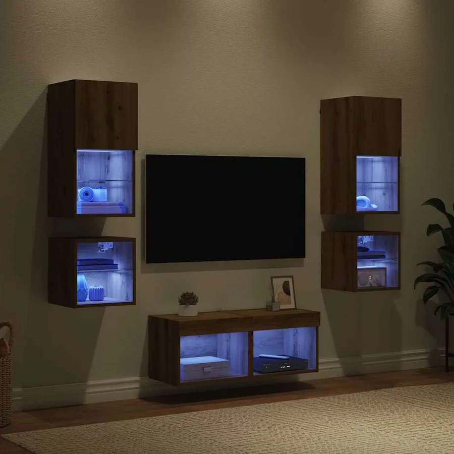 Meubles TV muraux 8 pcs Chêne artisanal Bois d'ingénierie - 5