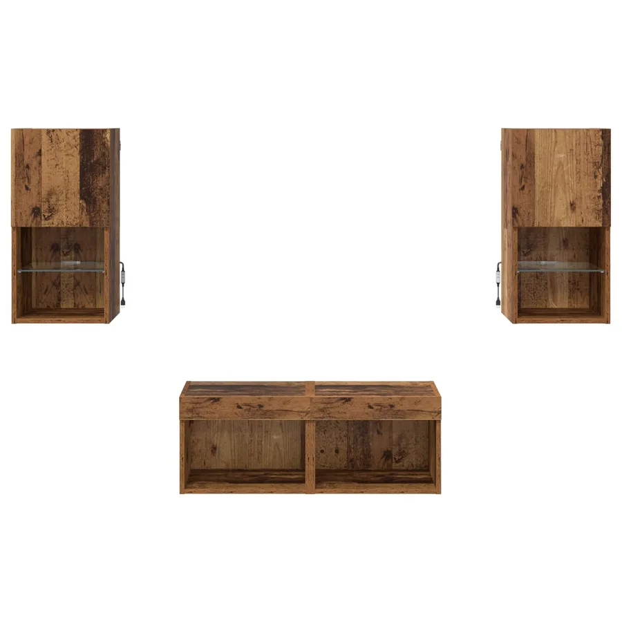 Meubles TV muraux 4 pcs Bois Ancien Bois d'ingénierie - 9