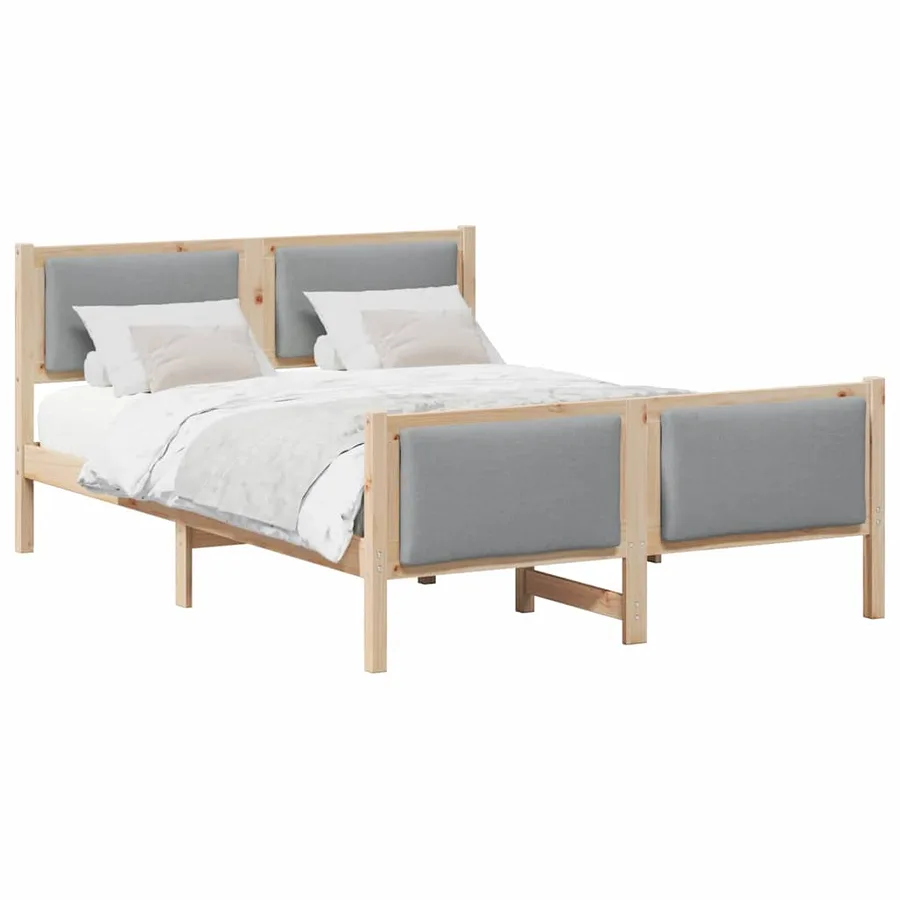 Cadre de lit avec tête de lit Gris clair 140 x 200 cm tissu - 3