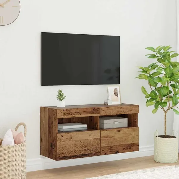 Meuble TV mural Bois Ancien 80 x 30 x 40 cm Bois d'ingénierie