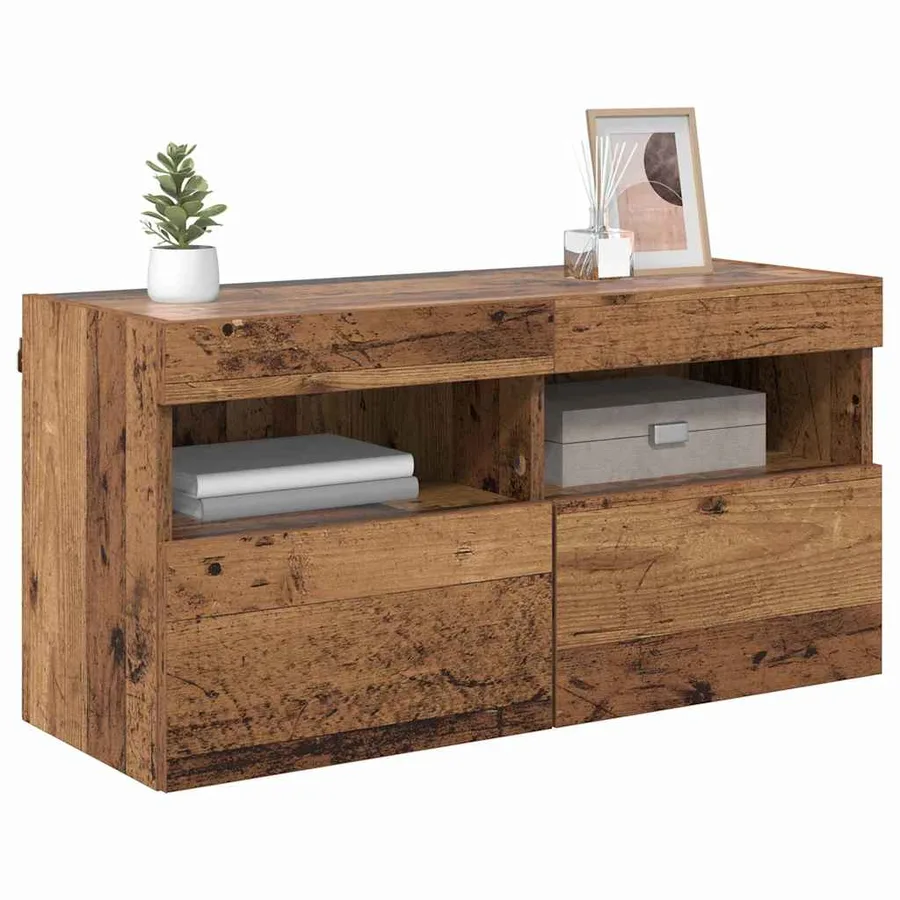Meuble TV mural Bois Ancien 80 x 30 x 40 cm Bois d'ingénierie - 3
