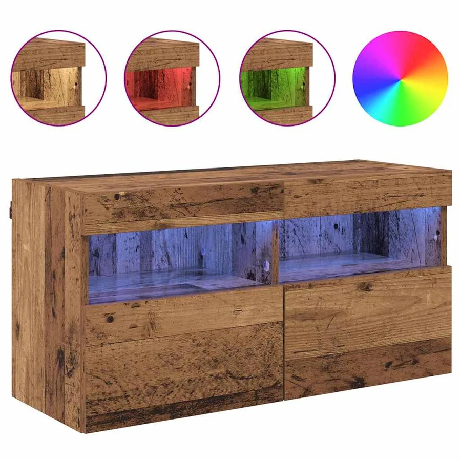 Meuble TV mural Bois Ancien 80 x 30 x 40 cm Bois d'ingénierie - 4
