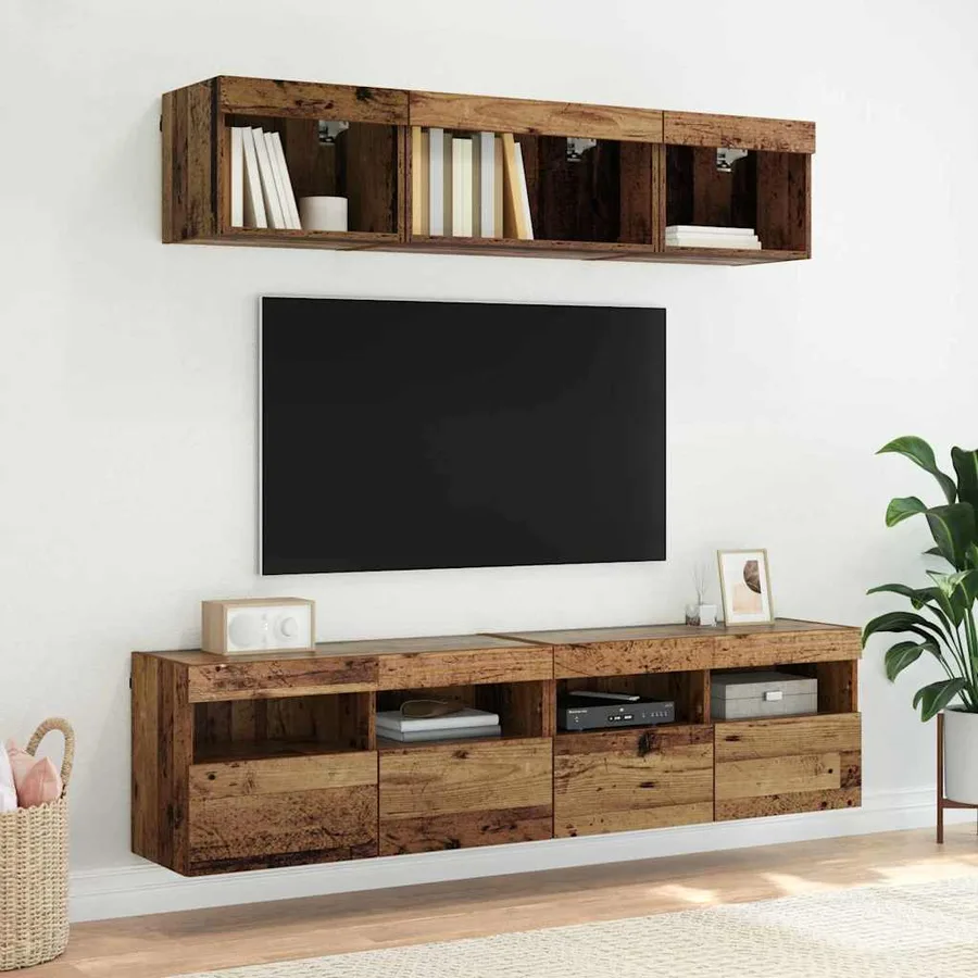 Meuble TV mural Bois Ancien 80 x 30 x 40 cm Bois d'ingénierie - 6