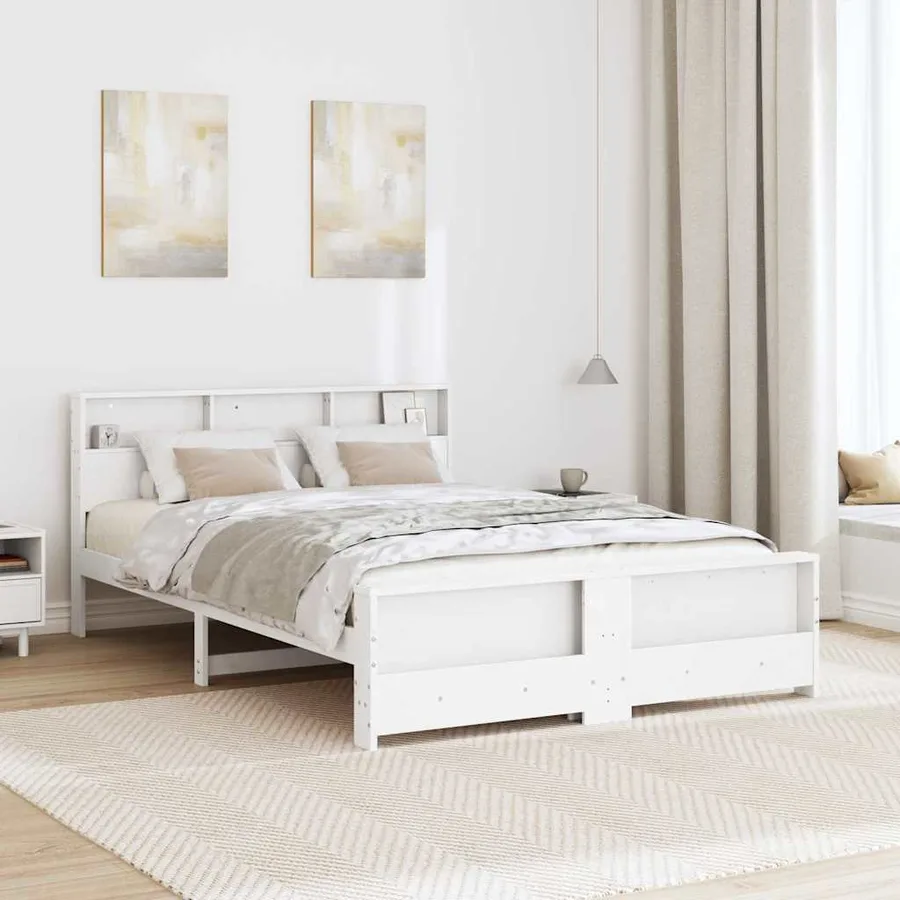 Cadre de lit Blanc 150 x 200 cm Bois d'ingénierie - 3