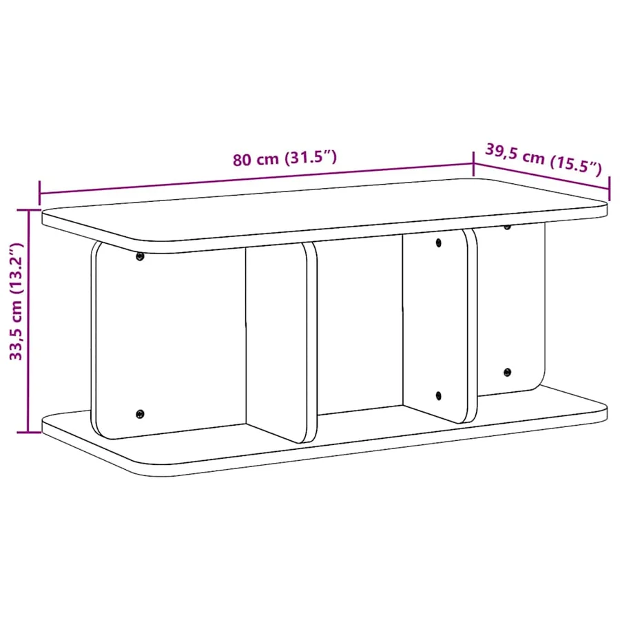 Table basse Blanc 80 x 39,5 x 33,5 cm Bois massif en pin - 13