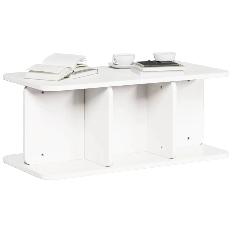 Table basse Blanc 80 x 39,5 x 33,5 cm Bois massif en pin - 3