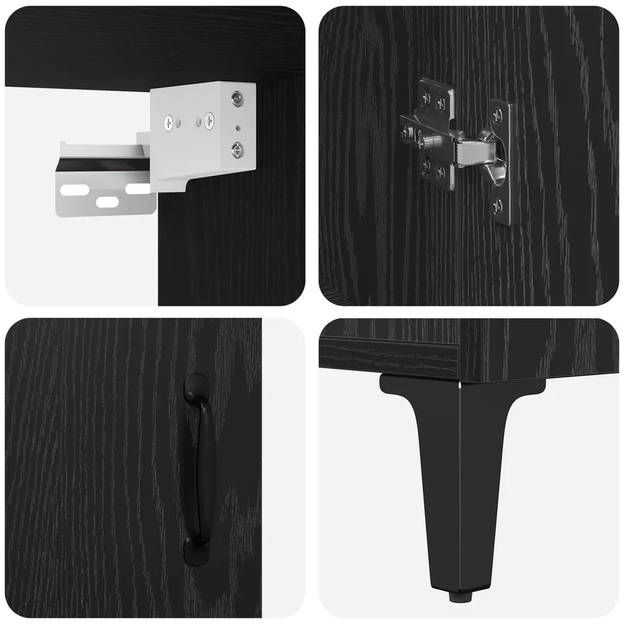 Haut Armoire 2 pcs Chêne noir Bois d'ingénierie - 9