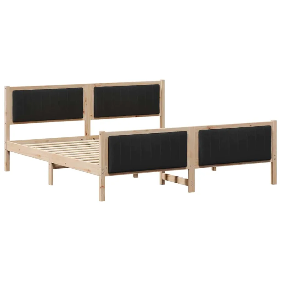 Cadre de lit Marron et noir 180 x 200 cm Bois massif en pin - 2