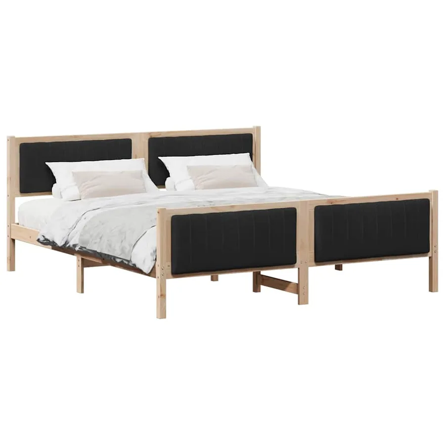 Cadre de lit Marron et noir 180 x 200 cm Bois massif en pin - 3