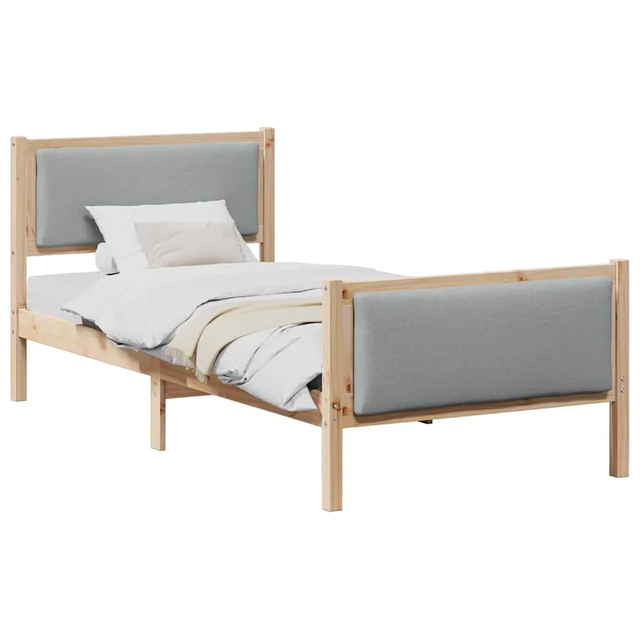 Cadre de lit avec tête de lit Gris clair 90 x 190 cm tissu - 3