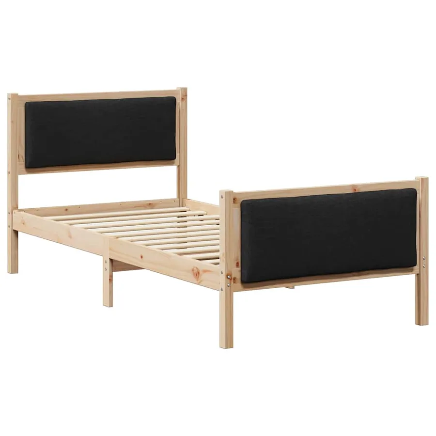 Cadre de lit avec tête de lit Noir 100 x 200 cm tissu - 2