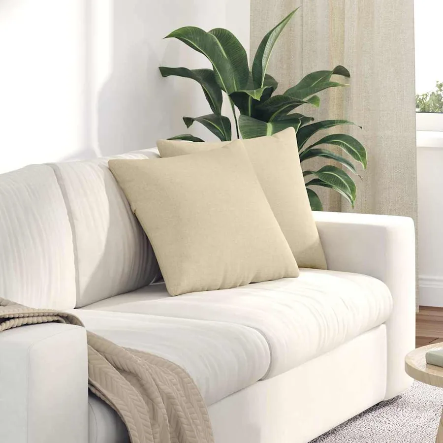 Coussins de canapé 2 pcs Crème 45 x 45 cm tissu