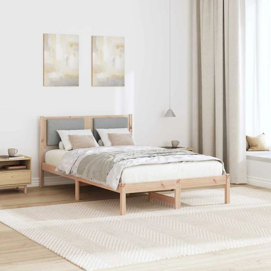 Cadre de lit Gris clair 120 x 200 cm Pin massif - 4