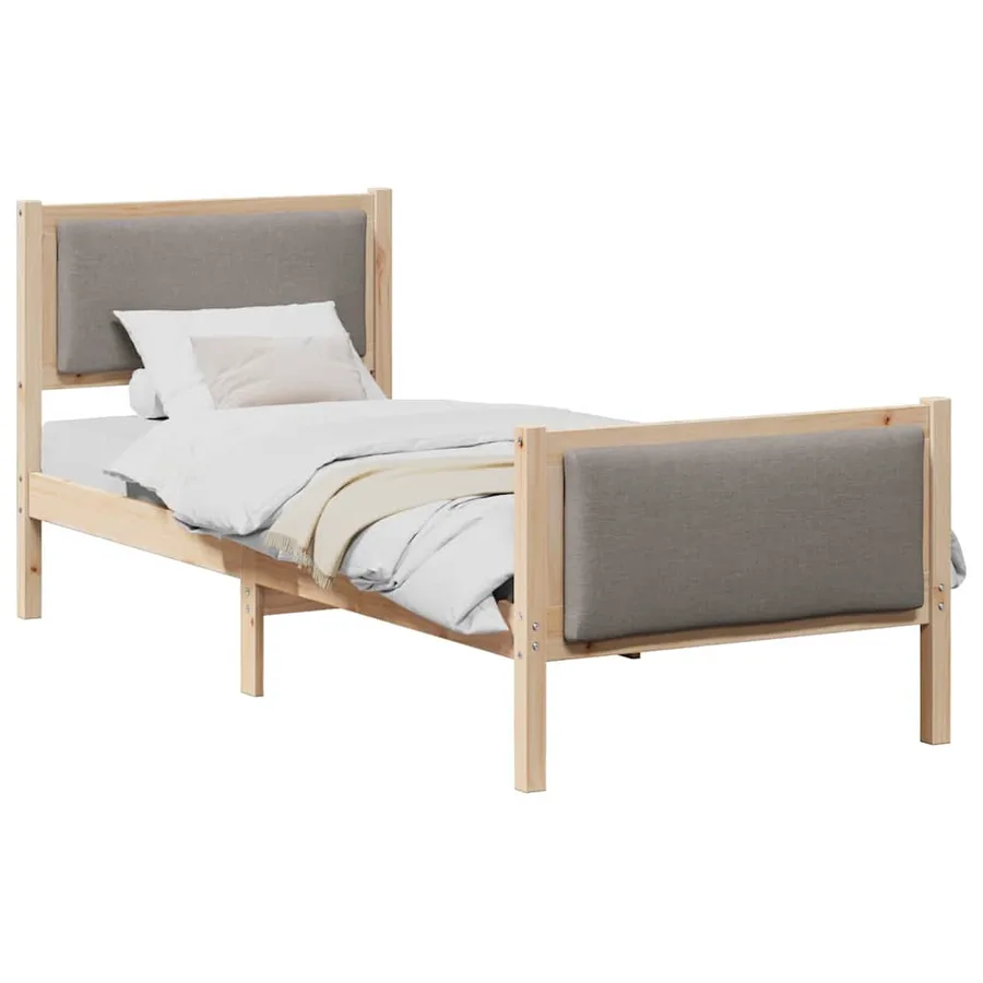 Cadre de lit avec tête de lit Taupe 75 x 190 cm tissu - 3