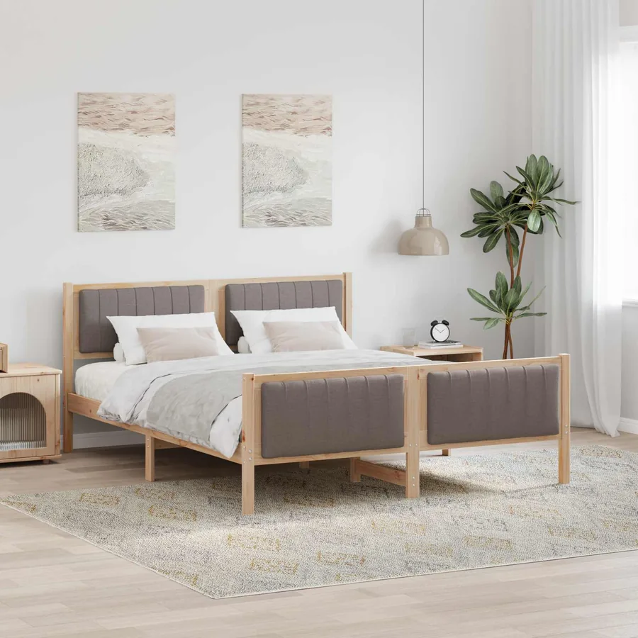Cadre de lit Marron et taupe 160 x 200 cm Bois massif en pin